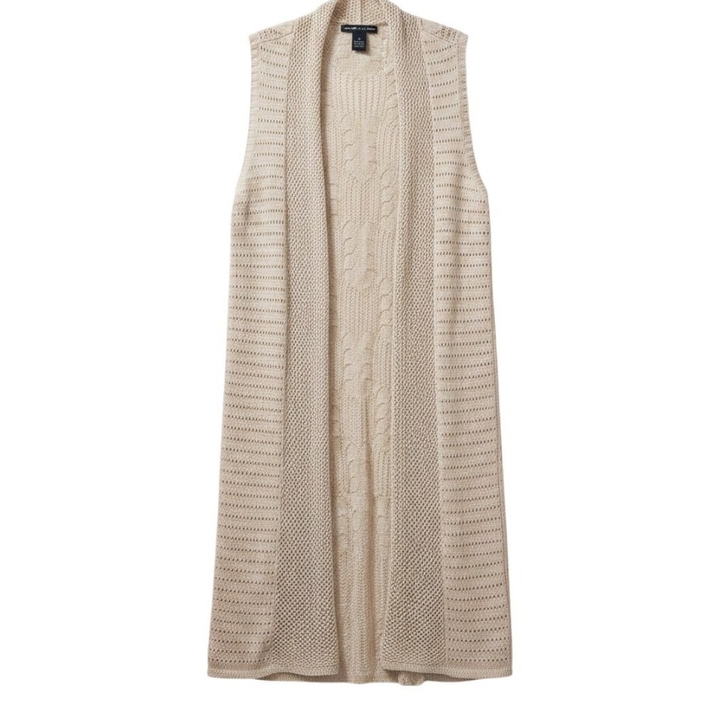 Lauren Michelle Woman Beige Cable Knit Sleeveless Cardigan Vest 1X